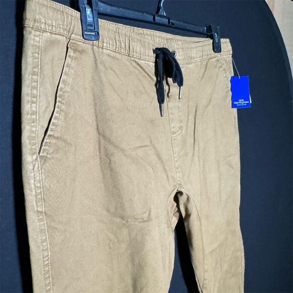 Men's Pacific &  Park Twill Slim Fit Drawstring Joggers, Brown, Choose Size - Picture 2 of 4